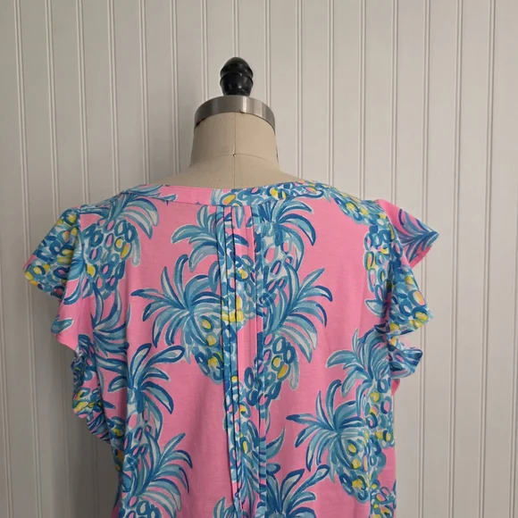 Lilly Pulitzer Tropical Pink Pineapple Print Blouse XL - Picture 5 of 8